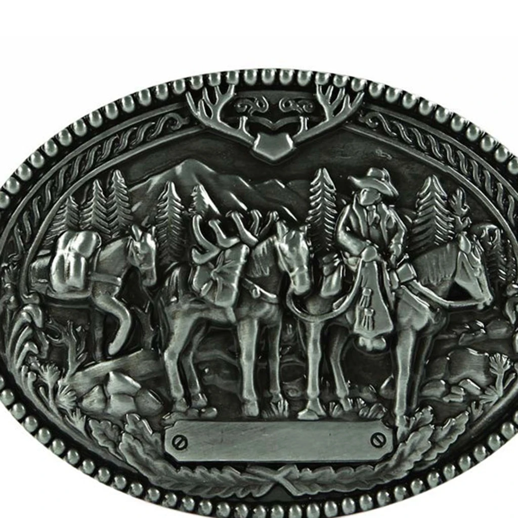 Vintage Flower Horse Man Tattoo Mens Belt Buckle Western Cowboy 