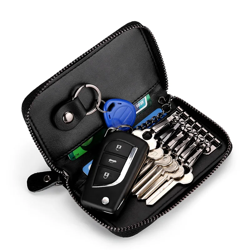 Key Case Genuine Leather Keychain Holder Fashion Multifunction Keys Organizer Wallet Men Car Key Case Ladies Smart Housekeeper Keys Pouch