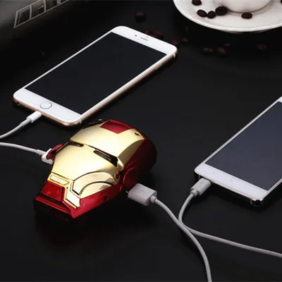 Мстители Железный человек голова Банк питания зарядное устройство USB 6000 мАч банк питания для всех мобильных телефонов посылка