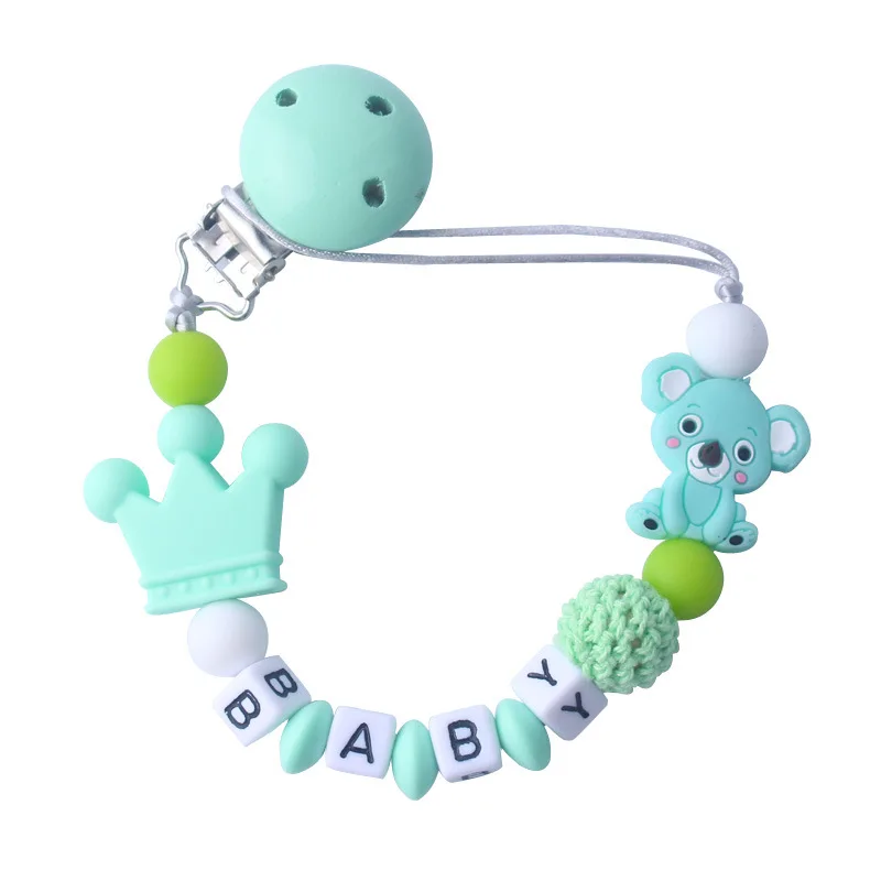 Silicone Koala Beads Pacifier Clip Colorful Pacifier Chain safe for Baby Teething Soother Chew Toy Dummy Clips
