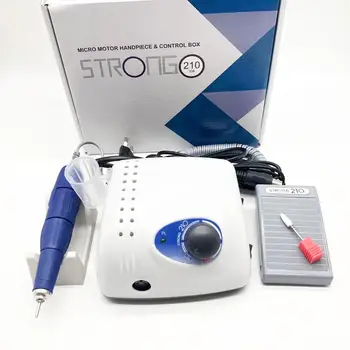 

STRONG 65W 35000RPM Blue handle Electric Nail Drill Machine Strong 210 Model Manicure Pedicure Nail File Bit Nail Art Equipment