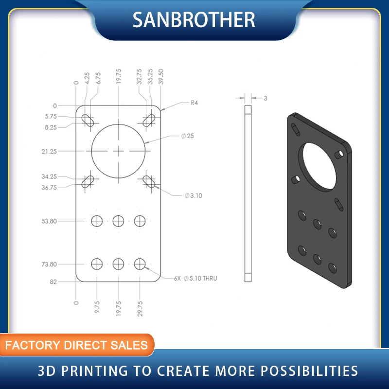 3D Printer Opensource Nema17 Stepper Motor Mounting Fixed Plate Aluminum Bracket