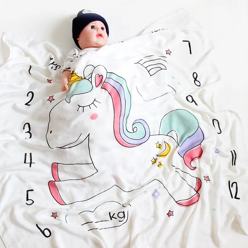 Детское Двухслойное одеяло из бамбукового волокна, детское банное полотенце с мультяшным принтом, Детское покрывало для сна, покрывало для коляски, одеяло для сна для новорожденных - Цвет: D