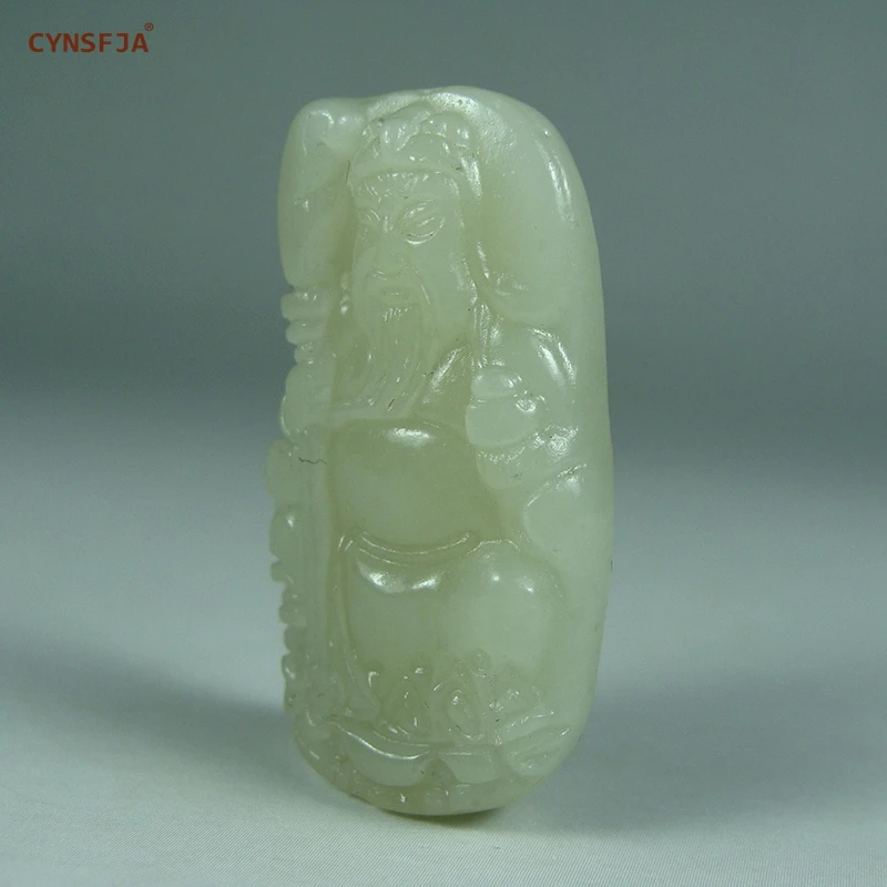 CYNSFJA Real Certified Natural Hetian Jade Men's Charms Amulet Guangong Jade Pendant Fine Jewelry High Quality Carved Best Gift