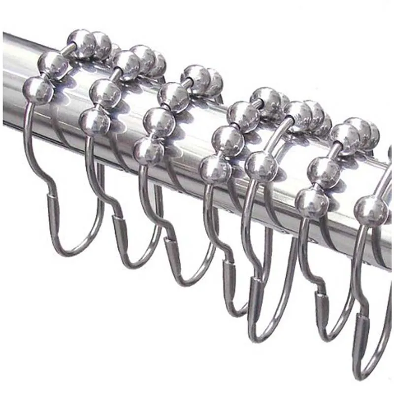 24 pieces Shower curtain Hanger rings with 5 balls Sliding system made of stainless steel silver
