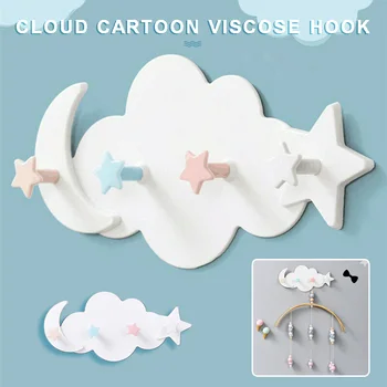 

Cloud Star Moon Shape 4 Hooks Wall Door Hook Bathroom Bedroom Hanger For Kids Baby Room Wall Decoration Hooks Rack