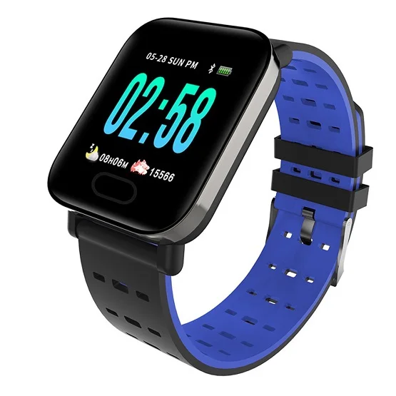 Bluetooth smartwatch A6 будильник артериального давления умные часы для фитнеса Android подарок 11 - Цвет: Синий