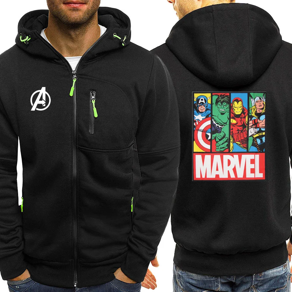 Спортивная Толстовка Marvel, мужская куртка на молнии, осень, новинка, Мстители, повседневная куртка с капюшоном, уличная одежда, флисовая толстовка, мужские куртки
