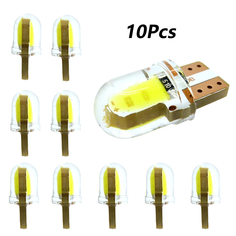 

10x T10 W5W LED Car Interior Bulb COB Chip 12V Car Turn Signal Light Auto Brake Lamp License Plate Light Dome light