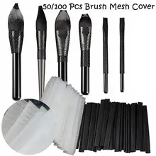 50/100 pçs pincéis de maquiagem net protetor guarda malha elástica beleza compõem cosméticos escova caneta capa
