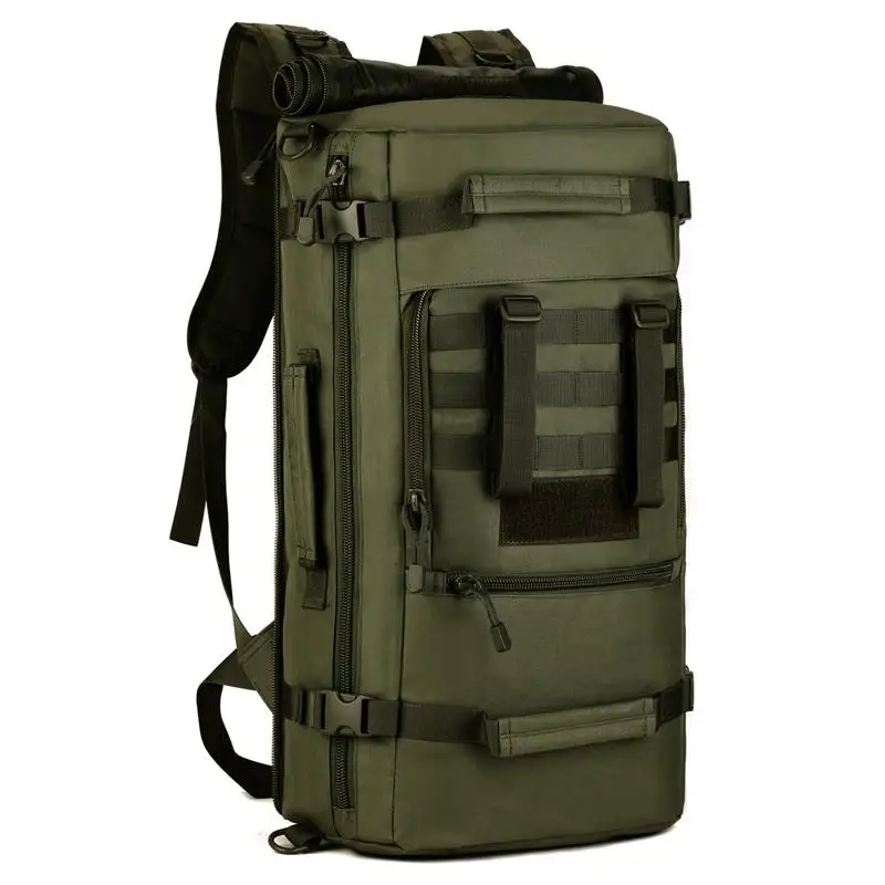50L Mountaineering bag Military Tactical Backpack Camping Bags Men's Hiking Rucksack Travel Backpack - Color: Green