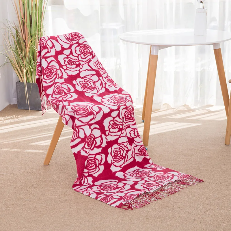 Manufacturers Direct Selling New Style Bristle Faux Cashmere Autumn And Winter Scarf Warm Thick Rose Women's Shawl Scarf Wholesa