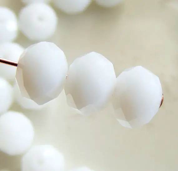 100 шт. 8x6 мм кристаллические граненые бусины Rondelles White Luster Abacus (Qty 12) | Украшения и