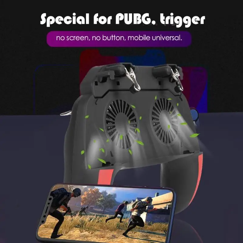 H10 4 Fingers Trigger Phone Game Controller Gaming Grip Dual Fans 4.7-6.5 inches Mobile Phone Gemap