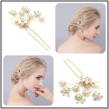 

Pearl Bride Flower Hairpin Hair Ornament Handmade Bride Headdress Hair Pins