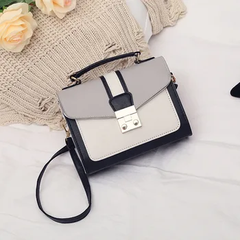 

MOLAVE Handbags Fashion Women Hit Color PU Leather Hasp baguette Shoulder Bag Messenger Bag Satchel Tote handbags luxury Jun5