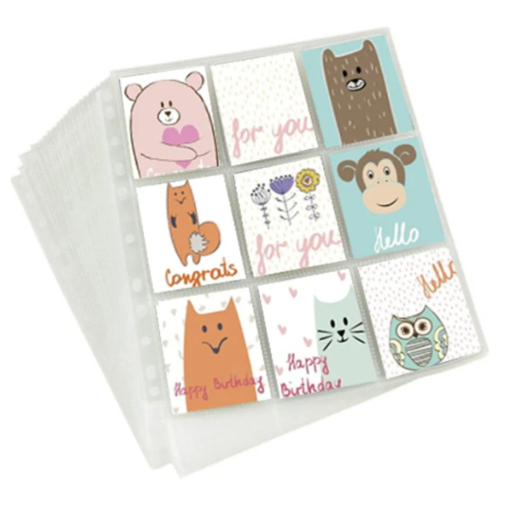 9-Card Protector Sleeves Pocket Gaming Trading Card Album Pages Binder Tarrot Card Sheets For Stickers Stamps Page Storage