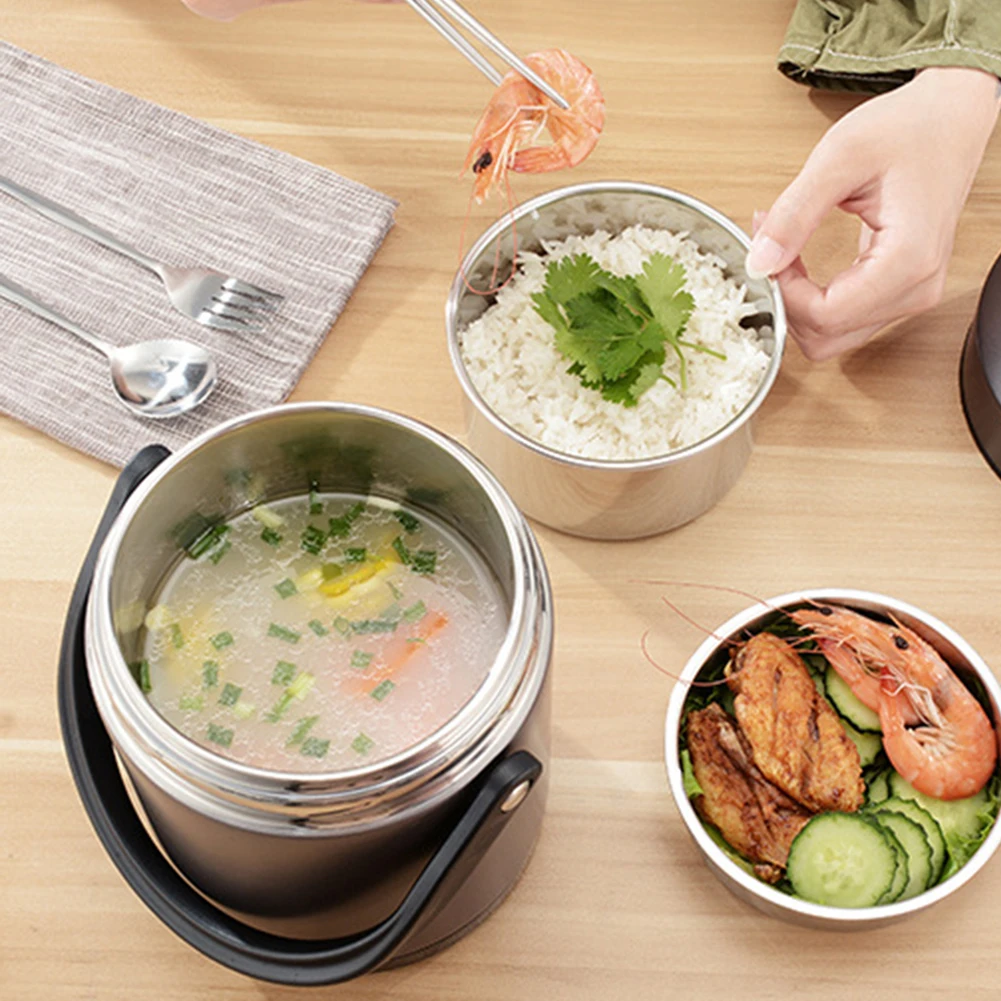 

Hot 304 Stainless Steel Lunch Box Portable Insulated Lunch Box 3 Tiers Rice Dishes Soup Bento Boxes Picnic Food Container 1