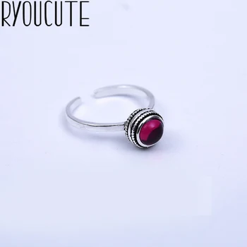 

Vintage 925 Sterling Silver Red Crystal Rings for Women Bijoux Gift Female Adjustable Size Finger Rings Anillos Wholesale