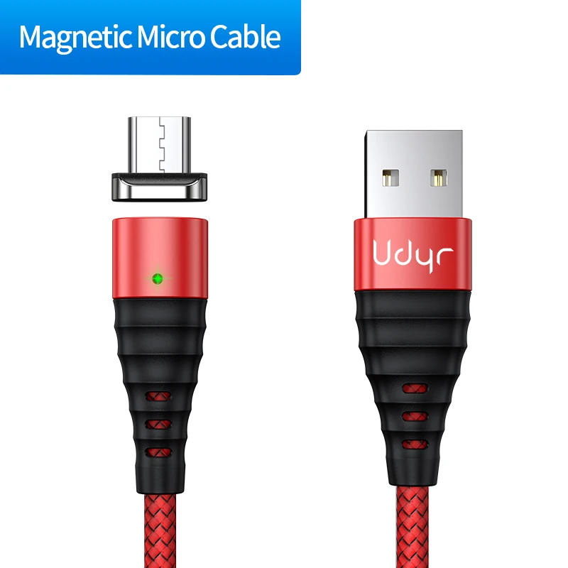 Udyr Магнитный кабель для зарядки Micro usb type C для iPhone кабель для освещения 3A провод для быстрого заряда type-C Магнитный кабель для зарядки телефона - Цвет: Red Micro Cable