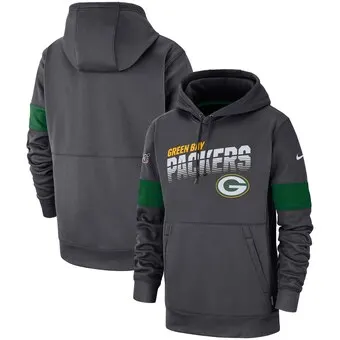 Green Bay Мужская футбольная Толстовка Packers 100th Sideline Team Logo, пуловер с капюшоном, антрацит - Цвет: 2