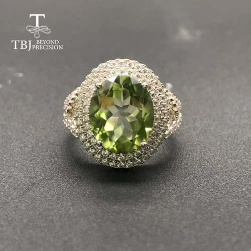 peridot topaz TBJ, кольца хорошего цвета, перидот, зеленый топаз, натуральный драгоценный камень, серебро 925 пробы, модное ювелирное изделие для девочек, хороший подарок на день рождения - Цвет камня: peridot topaz