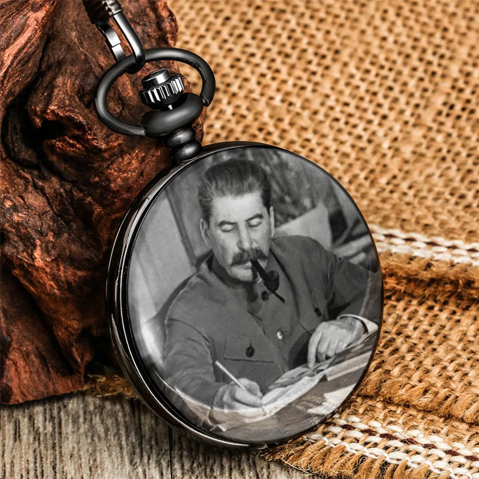 Pocket Watch Soviet-Hero Stalin Chain-Pendant Gifts Portrait Russias of Hour Leader