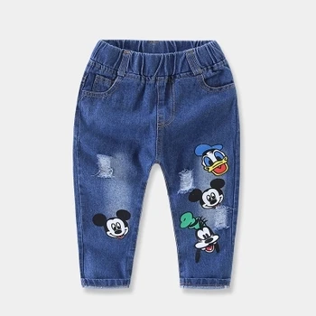 

New arrival baby boys jeans cartoon spring summer children denim pants for girls casual full length long trousers