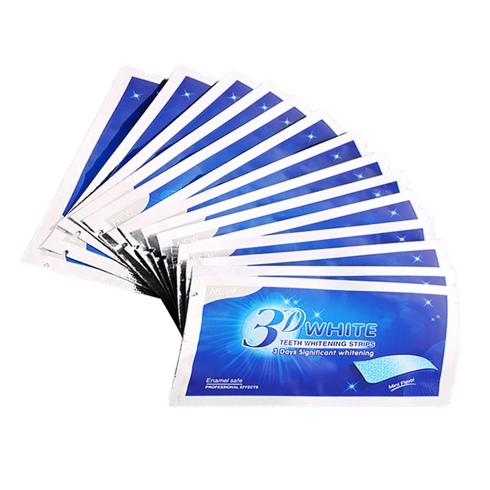 28pcs 3D Advanced White Gel Teeth Whitening Strips Stain Removal Oral Hygiene Care Double Elastic Teeth Strips Bleaching Tools