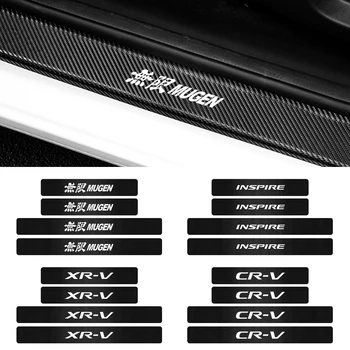 

Car Styling 4Pcs Carbon Fiber Car Door Sill Protector Sticker for Mugen Power Honda Civic Accord CRV HRV Jazz City civic typer