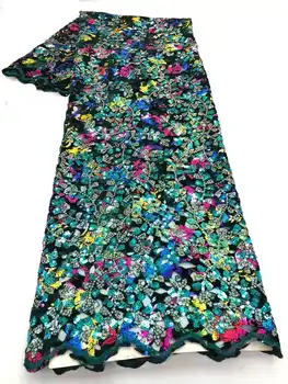

African Lace Fabric 2020 High Quality Lace Velvet French Embroidered Nigerian Lace Fabrics Sequence Lace Fabric For Sewing FJA6