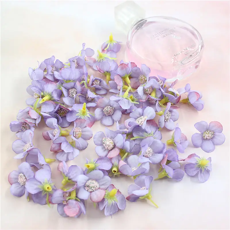 purple 2 см многоцветная Маргарита Флорес cabezas мини seda flores artificiales para guirnalda Скрапбукинг hogar boda украшение - Цвет: purple
