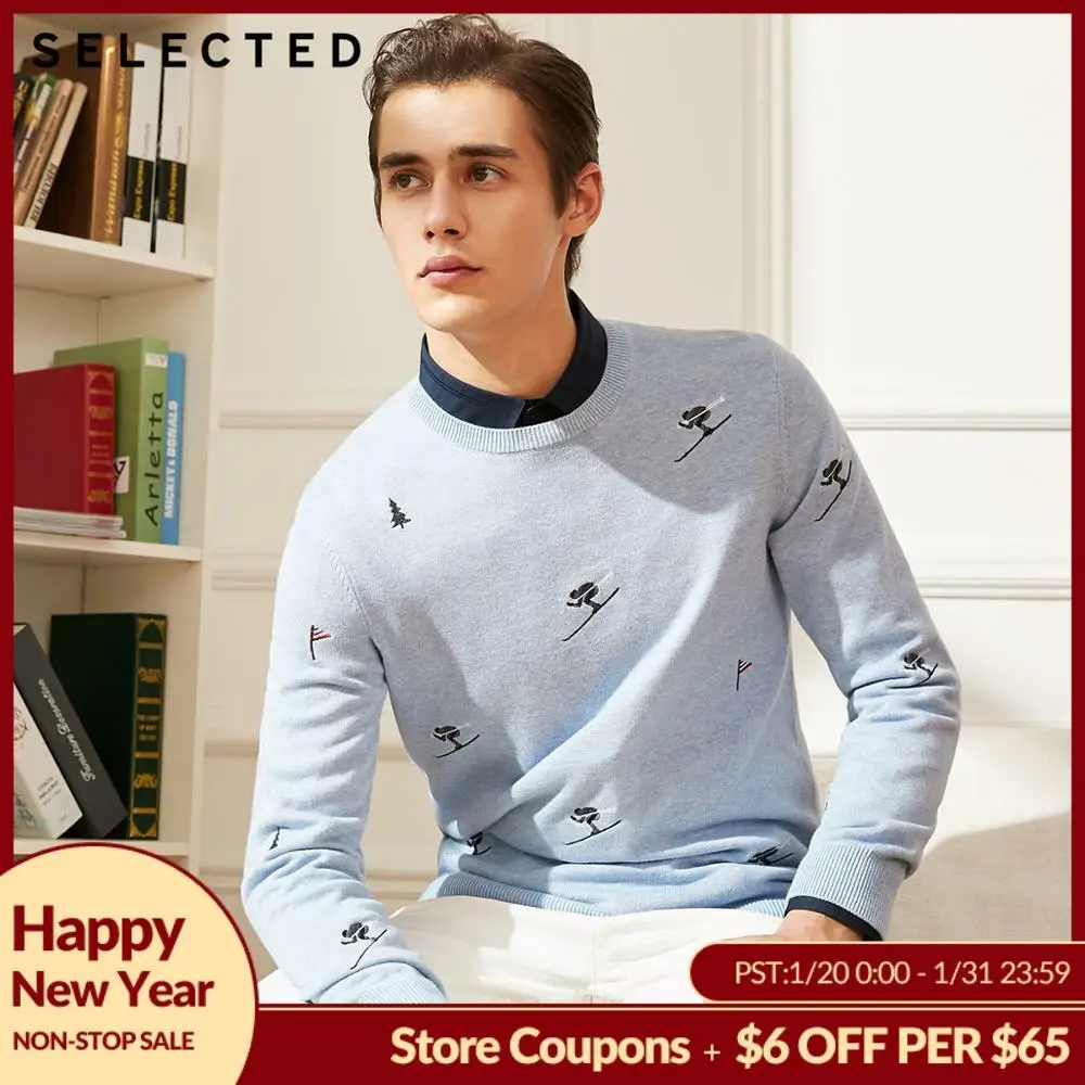 

SELECTED Men's 100% Cotton Embroidery Pullover Knitted New Sweater Clothes C | 418424504