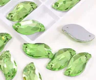 light green Стразы особой формы с кристаллами s-образной формы, цветные стразы с отверстиями для шитья, стразы с блестками для одежды, свадебного платья ZZ055 - Цвет: light green