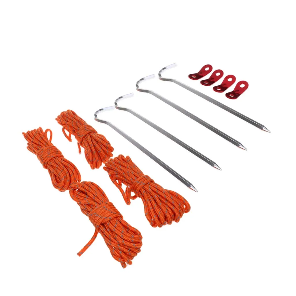 12Pcs Tent Accessories Kit - Tent Pegs/Cord Rope Fastener/Reflective Rope