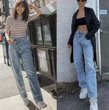 Irregular-Jeans Denim Pants Vintage Streetwear Syiwidii High-Waist Women Fashion-Spring