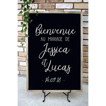 

Bienvenue Au Mariage De Wedding Mirror Vinyl Decal Wedding Decor French Wedding Welcome Sign Stickers for Board Custom Names Murals AJ1000