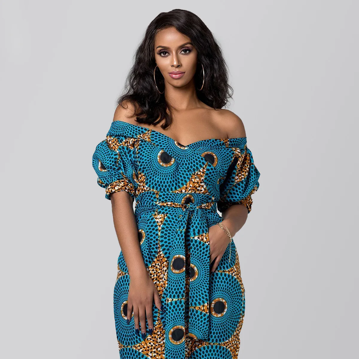 african fashion style New Summer African Printing Jumpsuit For Women Fashion Lantern Sleeves Off Shoulder Ankara Style Trousers Casual Lady Jumpsuit african outfits