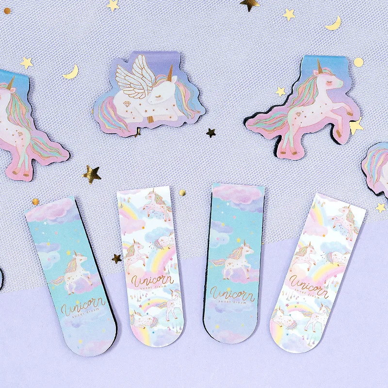 2 pcs/pack Wing Cloud Cute Unicorn Style Magnet Bookmark Paper Clip School Office Supply Escolar Papelaria Gift Stationery |
