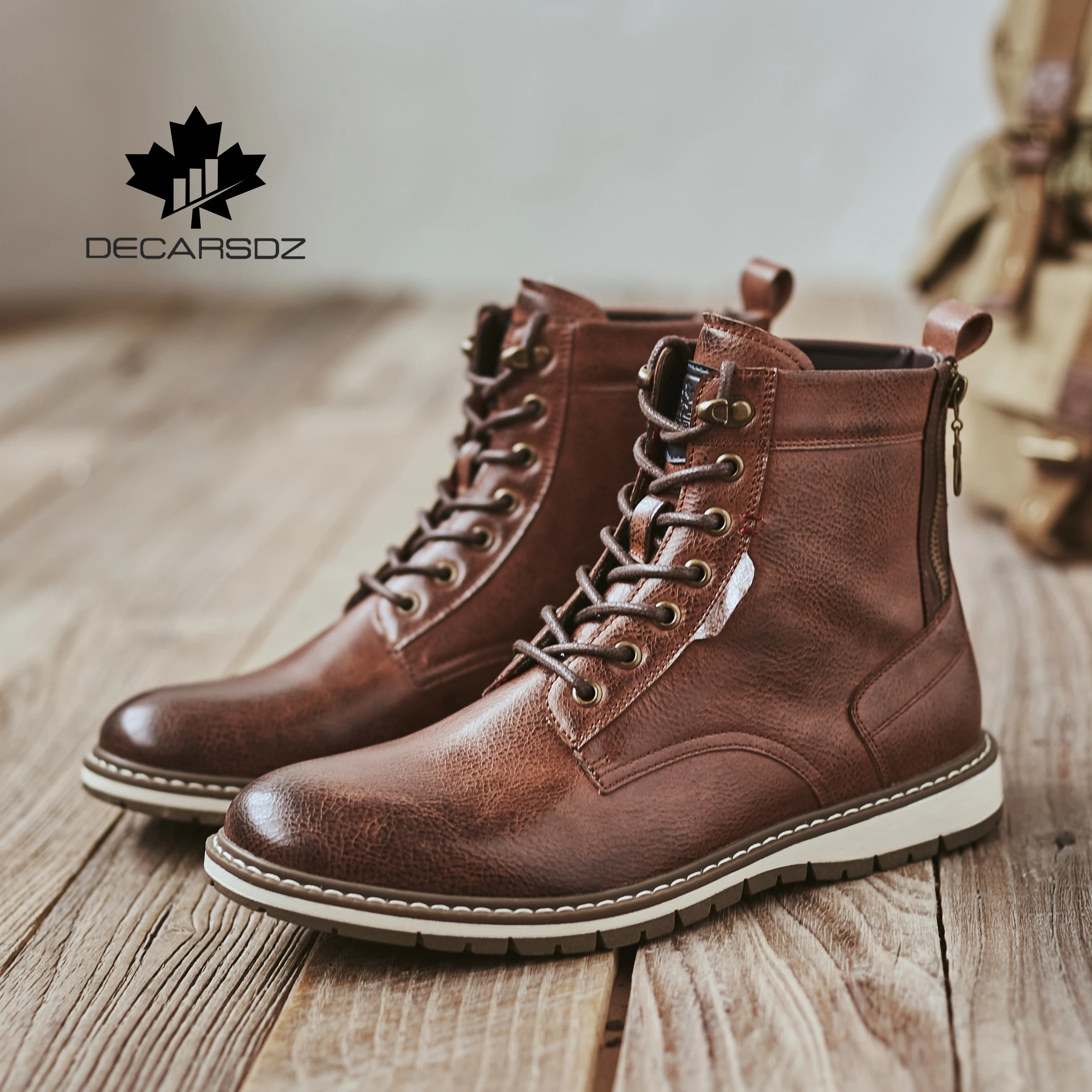 botas casuales de estilo vaquero para hombre, botas básicas de cuero de de primavera, zapatos de hombre de nuevo diseño de moda, botas con cordones para - AliExpress