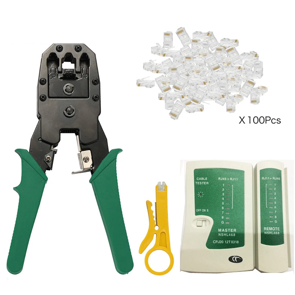 

Network cable clamp pliers stripping Crimping pliers+Professional Network Cable Tester+Network Repair Tool Kit For connection