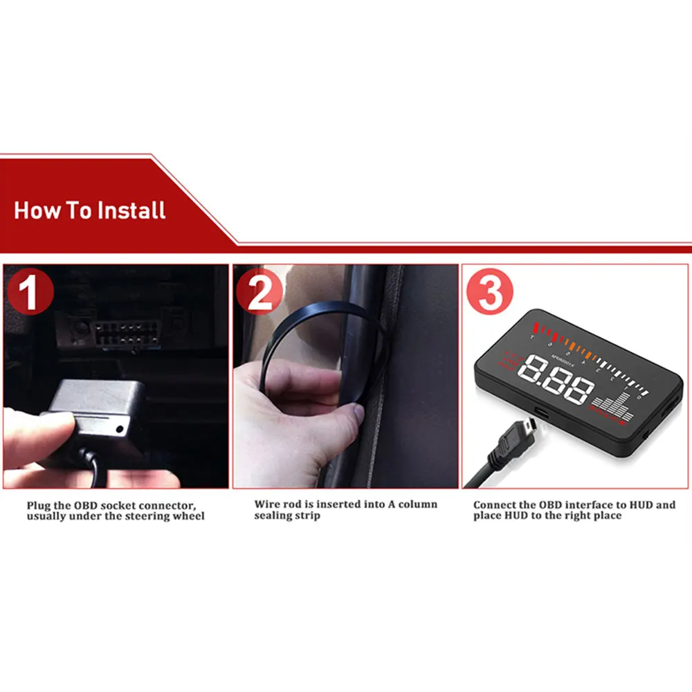 Автомобильные Цифровые Проекторы M10 OBD2 HUD лобовое стекло проектор температура воды превышение скорости об/мин Напряжение сигнализации дисплей для автомобиля