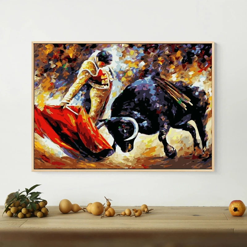 Картина маслом на холсте Matador and Black Bull иллюстрация плакат печать стене искусство