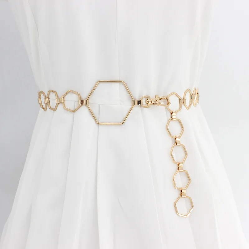 Style-4 CETIRI Модные женские с высокой талией круглый круговая цепь пояс для платья женские Девушки Дизайнер под металл, серебро, золото ремни женские - Цвет: Style-4