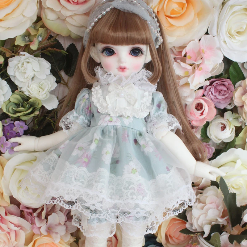Кукольная одежда 1/4 BJD платье синего цвета с белым кружевным краем для 1/6 1/4 BJD кукла аксессуары платье+ волосы руки+ широкие шорты+ носки