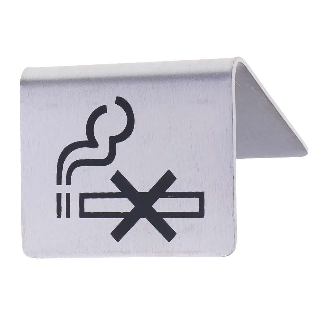 Metal No Smoking Signs Table Tents for Restaurants, Store, Hotel, Weddings non-brand Double Side Tabletop Signs  5.5x5x4 cm 