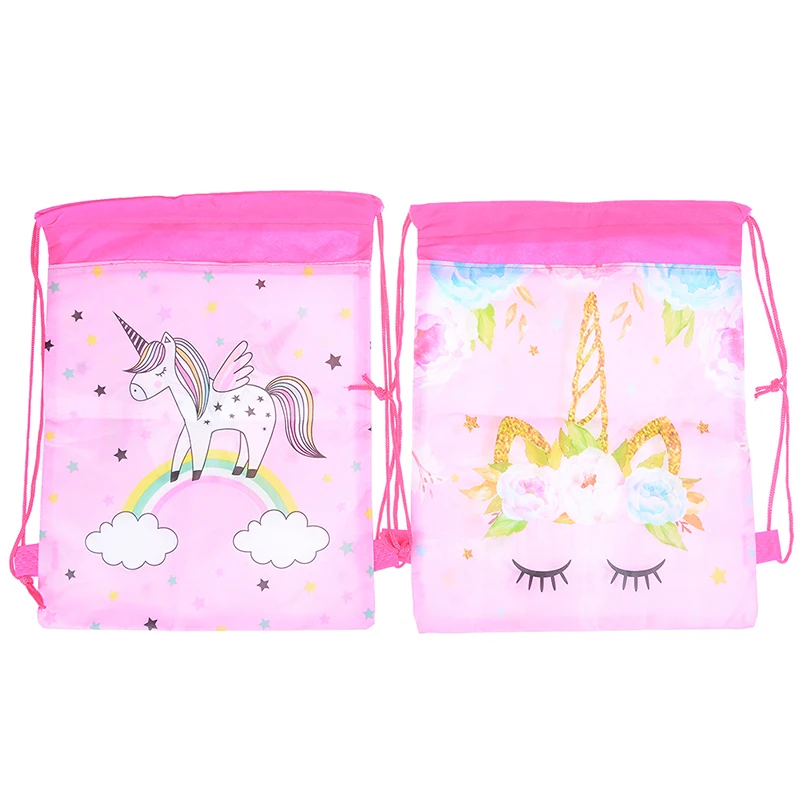 

34cm*27cm Unicorn Drawstring bag for Girls Travel Storage Package Cartoon School Backpacks Children Birthday Party Favors