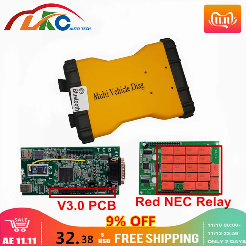 TCS V3.0 плата NEC Реле новая версия,00 с bluetooth MVD мульти Автомобиль Diag OBDII диагностический инструмент для автомобилей/грузовиков