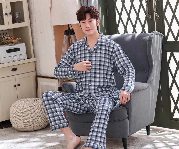 red and black pajama pants 2021 New Autumn Long Sleeve Print Pajama Sets for Men Korean Outfits Sleepwear Suit Pyjama Male Loungewear Homewear Home Clothes mens cotton pajama pants