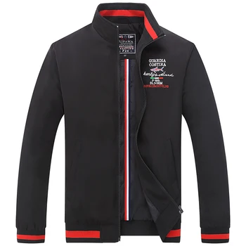 

Plus Size 4XL Fashion Embroidery Shark Jacket Men Stand Collar Men's Windproof Trench Coat Spring Bomber Jacket Men White Black